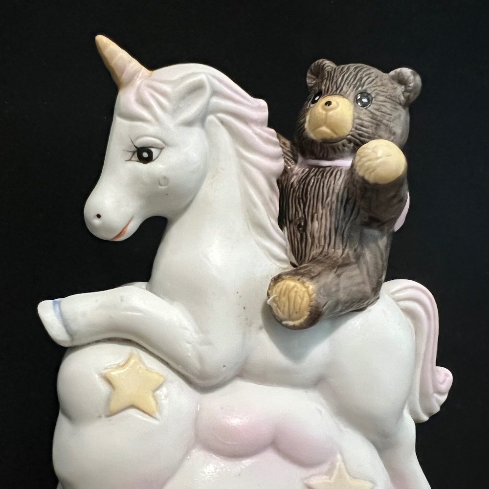 Bear Riding Unicorn Rotating Music Box - Picture 3 of 12